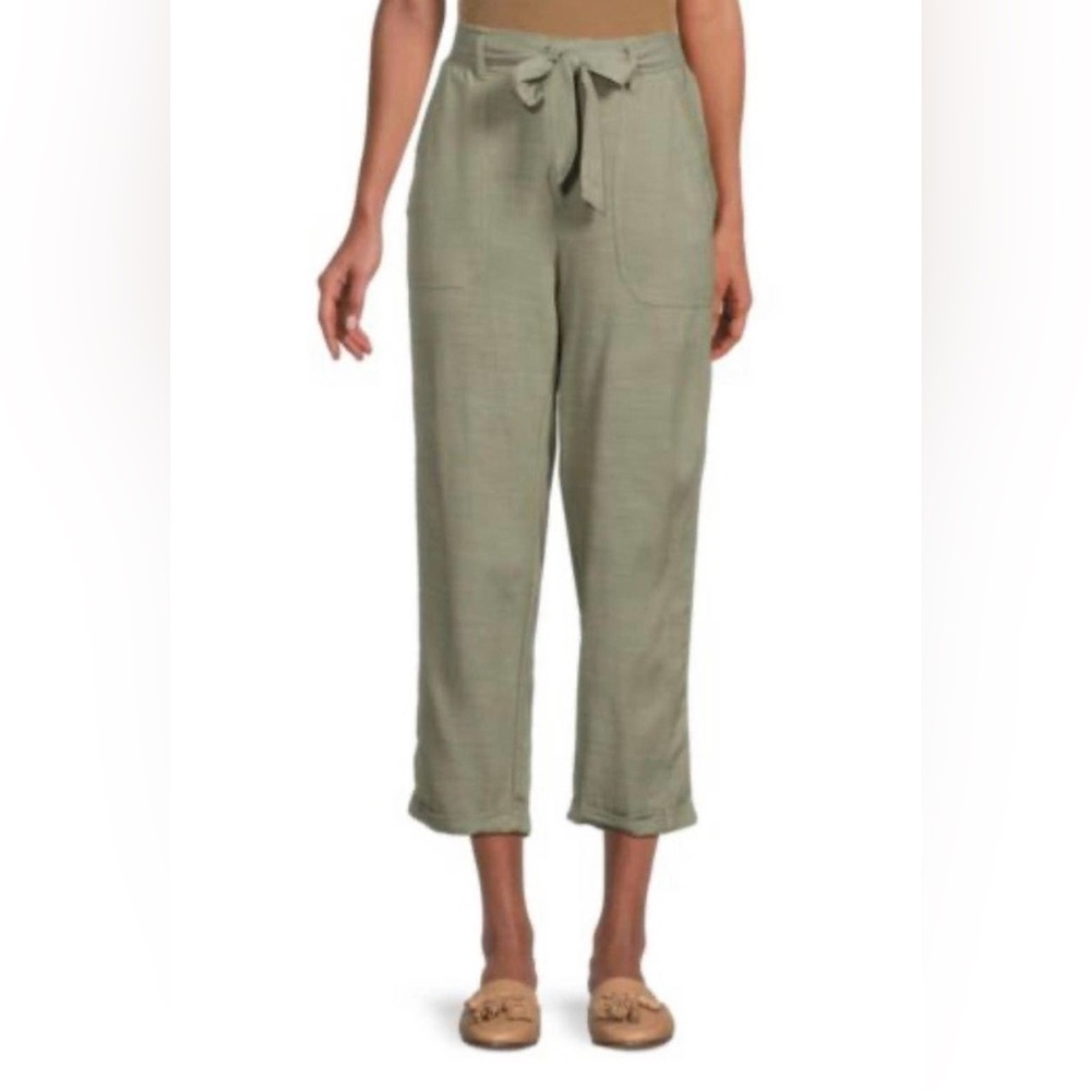 Democracy Sage High Rise Tie Waist Patch Pocket Cropped Pants Size 14